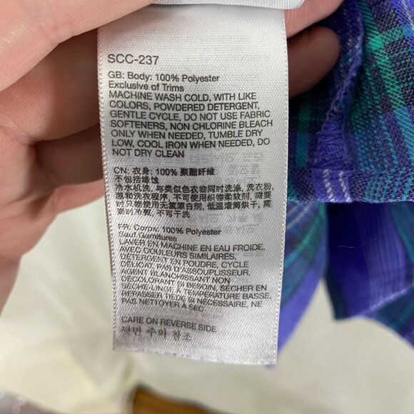 Marmot Woman's Plaid Button-Up Shirt XL in Purple & Green Long Sleeve - Picture 11 of 13